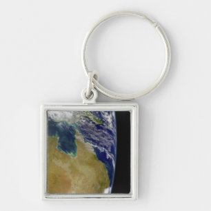 En del av jorden som visar Australien Fyrkantig Silverfärgad Nyckelring