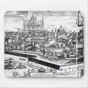 En dela upp av en karta av Milan, 1640 Musmatta