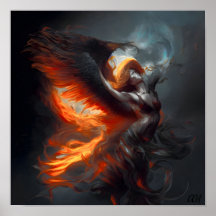 En demonisk flicka som flyger i Himlar