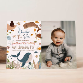 En-der havet Valhaj Havsliv 1-års födelsedag Inbjudningar