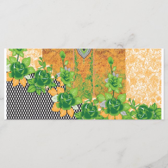 en design av en grön och gul väggbonde meny (Framsida)