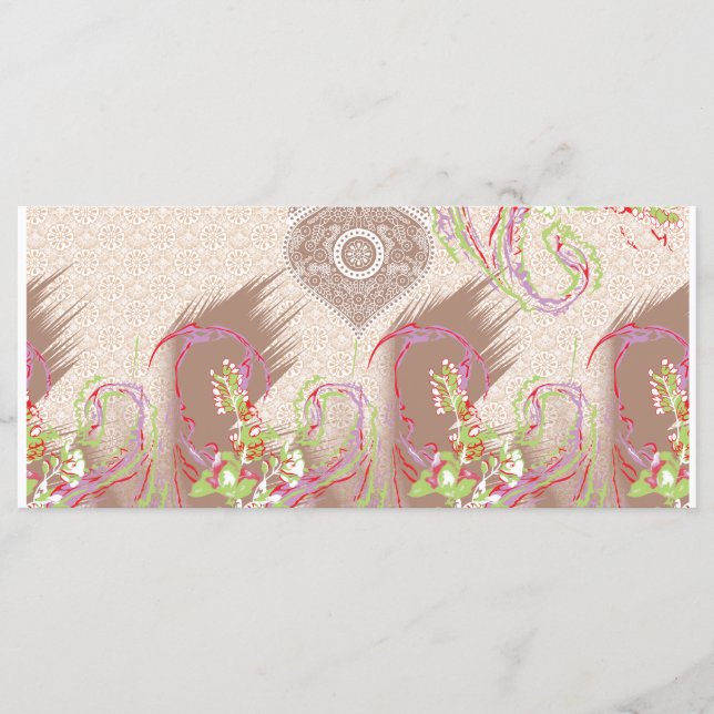 en design av en röd vas med blommor på den meny (Framsida)