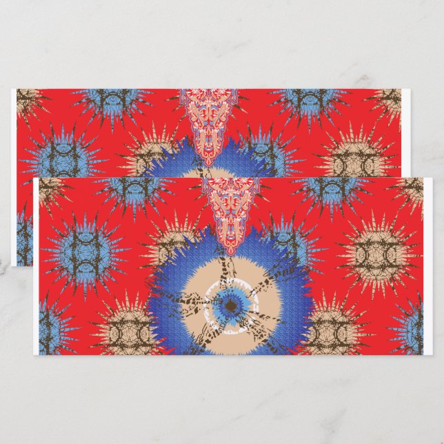 en design med en röd bakgrund och en blå cirkel meny (Fram/baksida)