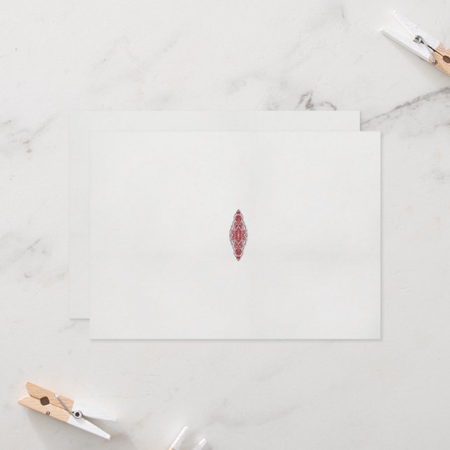 en design med ett rött och vitt mönster inbjudningar (Fram/Back In Situ)