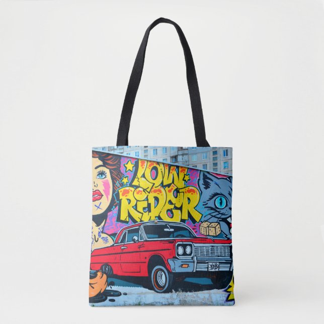 En detaljerad bild av graffiti teckning. Begrepp Tygkasse (Framsida)