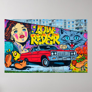 En detaljerad bild av graffiti teckning. Konceptue Poster