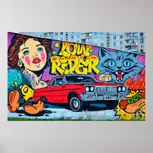 En detaljerad bild av graffiti teckning. Konceptue Poster (Framsidan)
