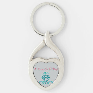 En diamant i den grova metallen Keychain Twisted Heart Silverfärgad Nyckelring