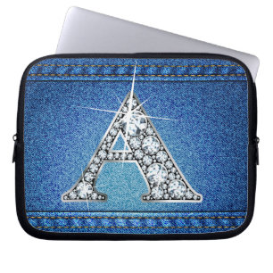En "Diamond" Denim Stitching Electronics Bag Laptop Fodral