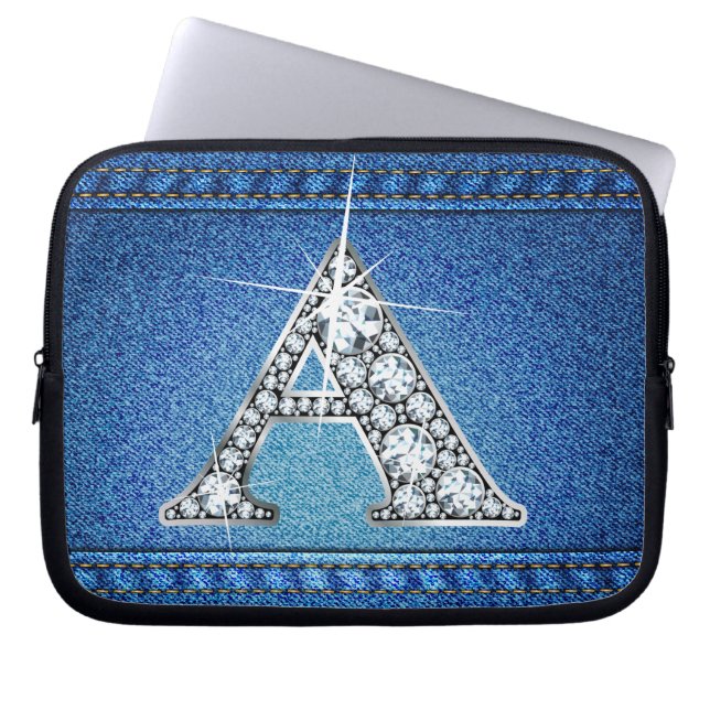 En "Diamond" Denim Stitching Electronics Bag Laptop Fodral (Framsidan)