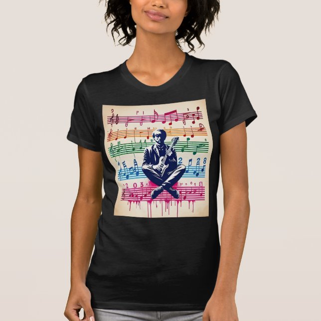 en diatonisk  med musikaliska noteringar t shirt (Framsida)