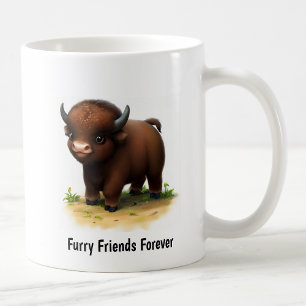 En digital målning av en Cute American Bison Kaffemugg