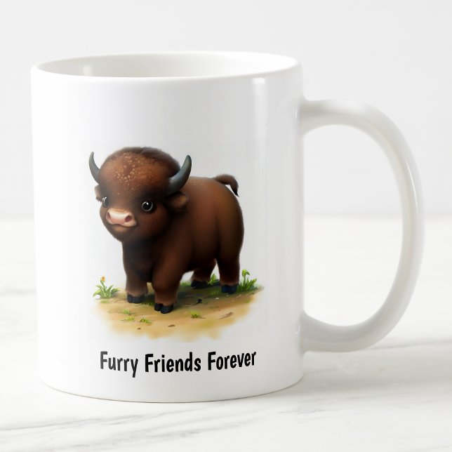 En digital målning av en Cute American Bison Kaffemugg (Skapare uppladdad)