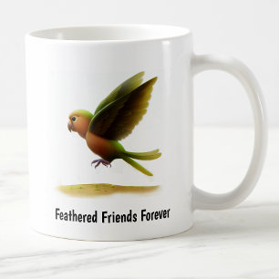 En digital målning av en Cute Bronze Winged Parrot Kaffemugg