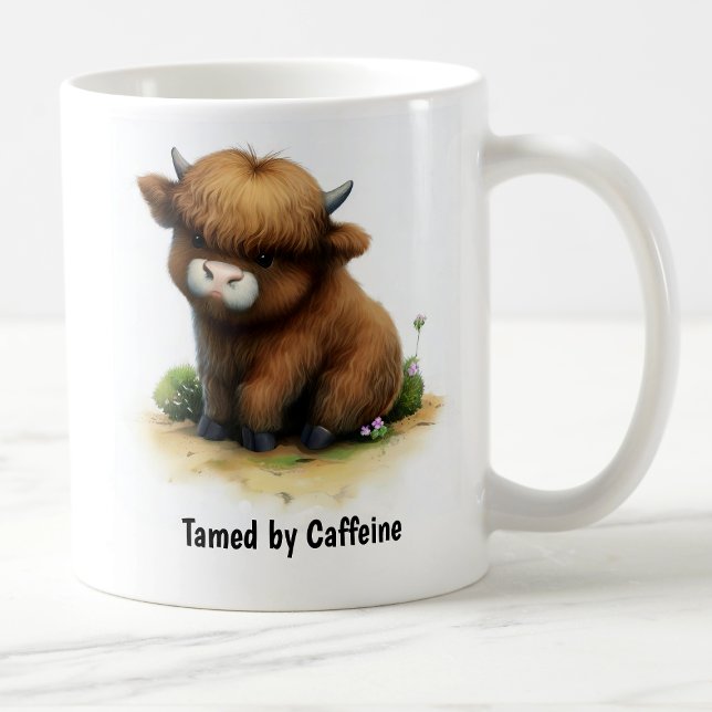En digital målning av en Cute Highlander-boskap Kaffemugg (Skapare uppladdad)