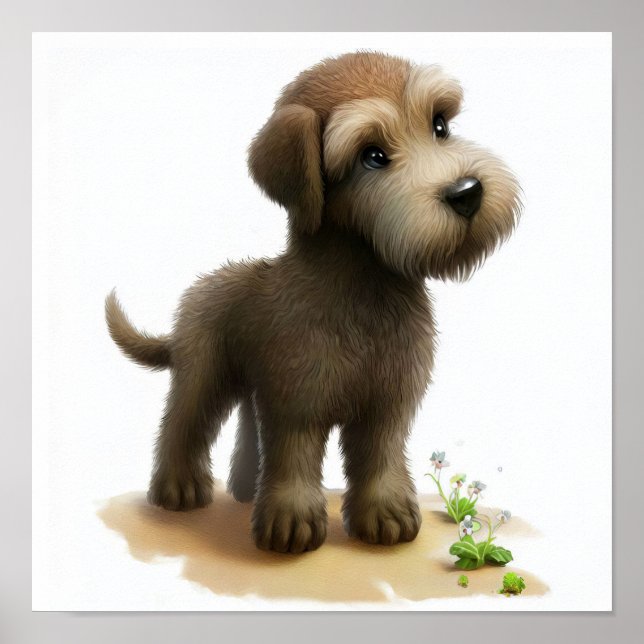 En digital målning av en Cute Irish Wolfhound Poster (Framsidan)