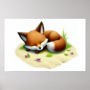 En digital målning av en Cute Island Fox Poster