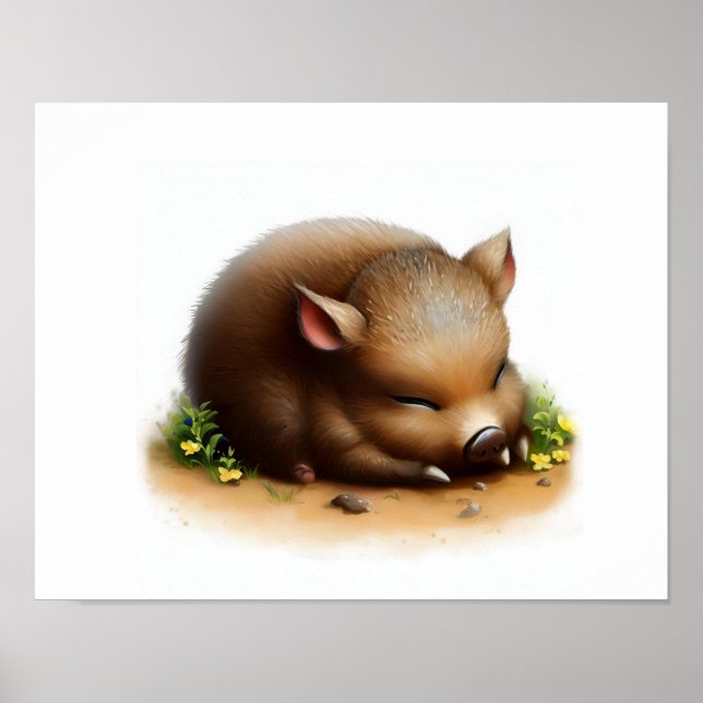 En digital målning av en Cute Javelina Poster (Framsidan)
