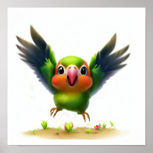 En digital målning av en Cute Jenday Conure Poster