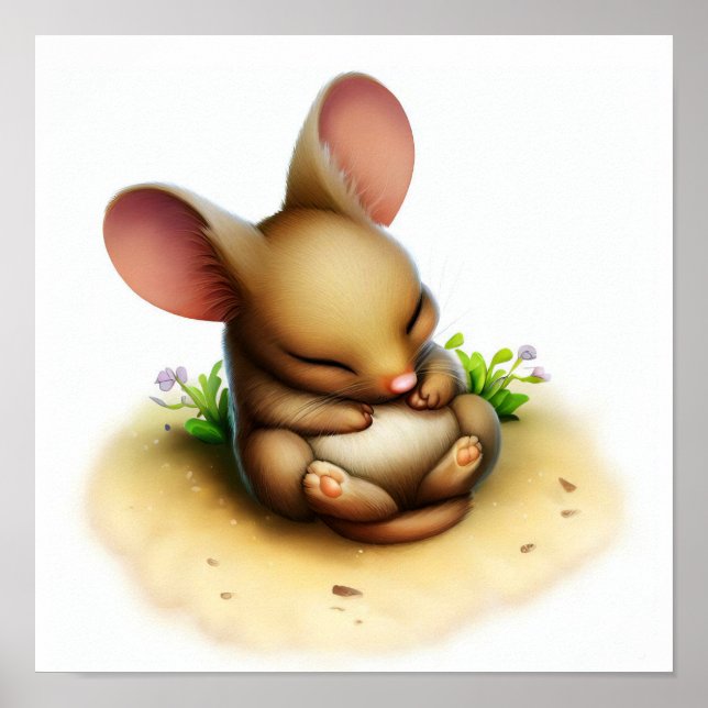 En digital målning av en Cute Kangaroo Råtta Poster (Framsidan)
