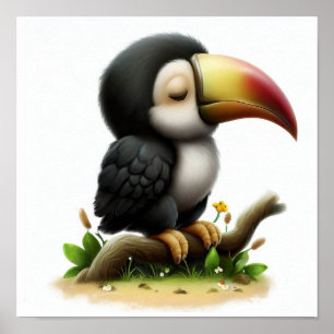 En digital målning av en Cute Keel-näbbad pekskärm Poster