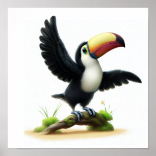 En digital målning av en Cute Keel-näbbad pekskärm Poster