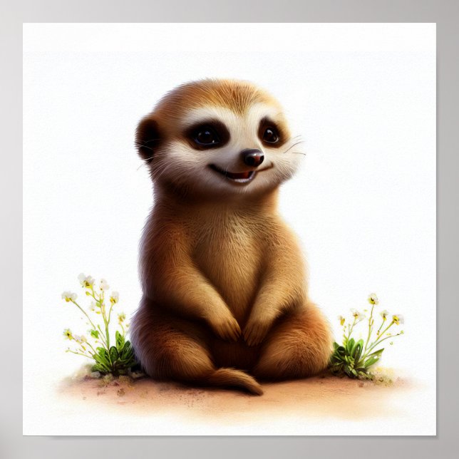 En digital målning av en Cute Meerkat Poster (Framsidan)