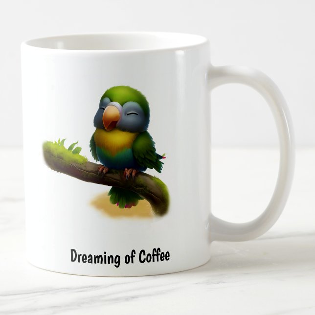 En digital målning av en Cute Merad Shining Parrot Kaffemugg (Skapare uppladdad)