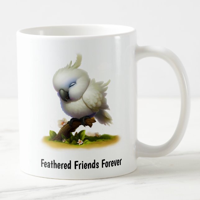 En digital målning av en Cute Moluccan Cockatoo Kaffemugg (Skapare uppladdad)