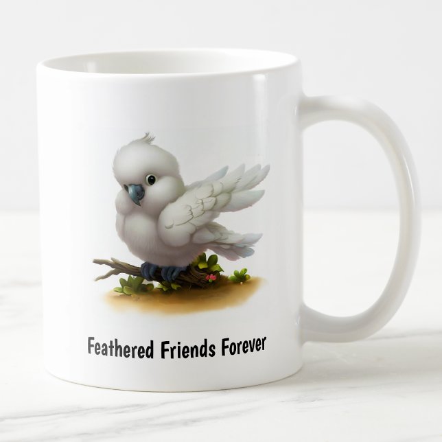 En digital målning av en Cute Moluccan Cockatoo Kaffemugg (Skapare uppladdad)