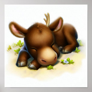 En digital målning av en cute Moose Poster