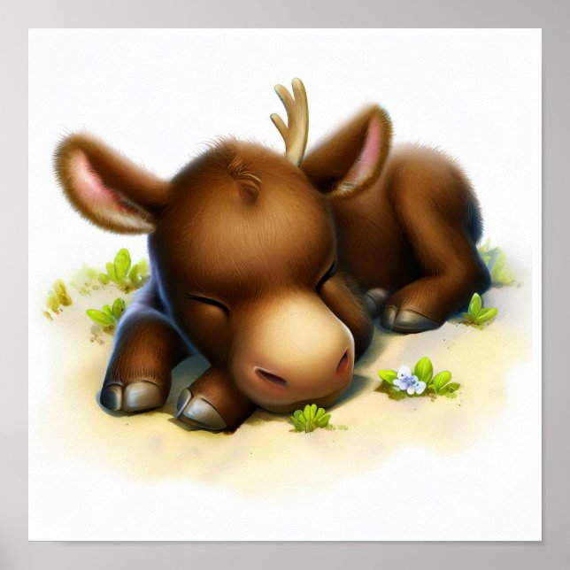 En digital målning av en cute Moose Poster (Framsidan)