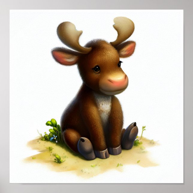 En digital målning av en cute Moose Poster (Framsidan)