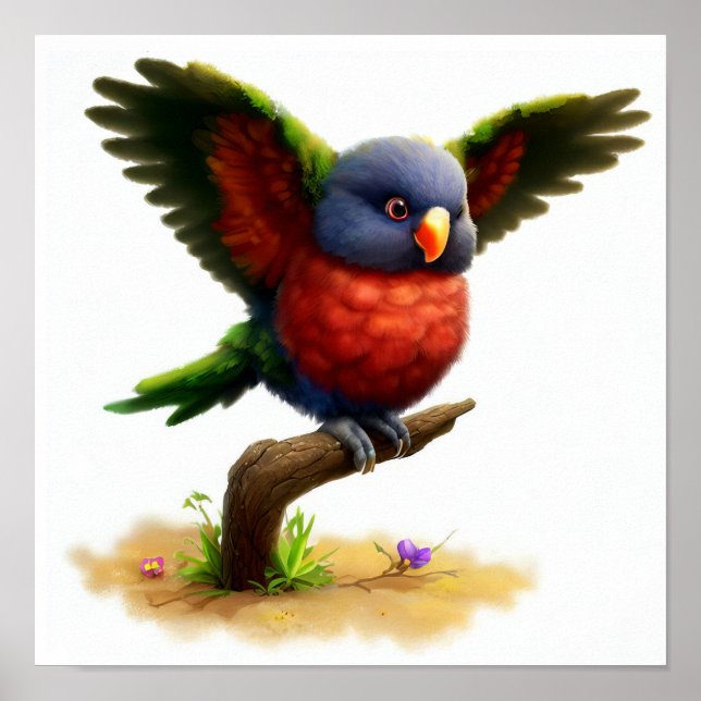 En digital målning av en Cute Mount Apo Lorikeet Poster (Framsidan)