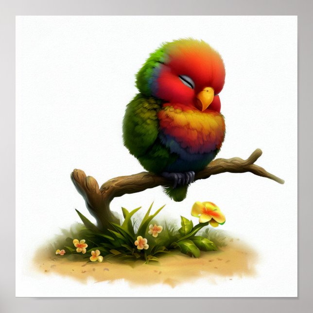 En digital målning av en Cute Mount Apo Lorikeet Poster (Framsidan)
