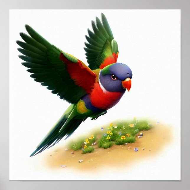 En digital målning av en Cute Mount Apo Lorikeet Poster (Framsidan)