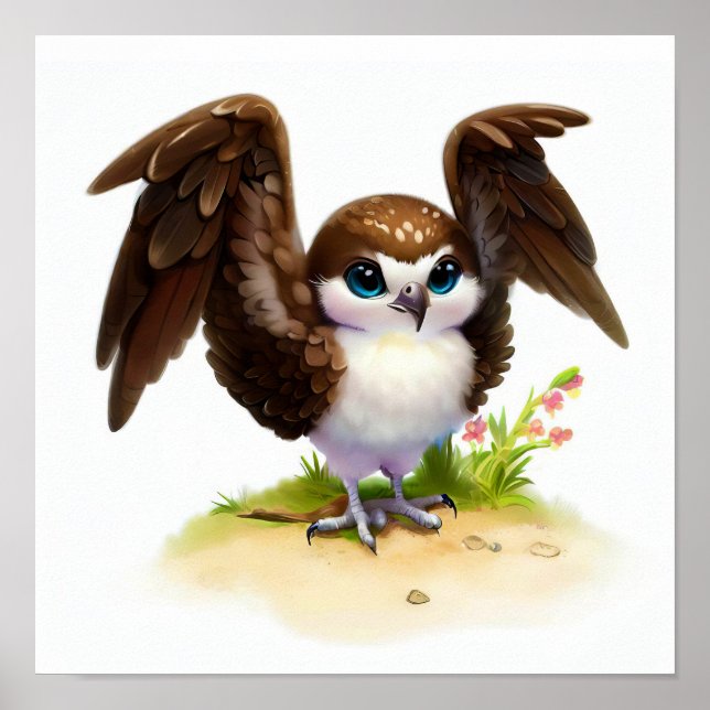 En digital målning av en Cute Osprey Poster (Framsidan)