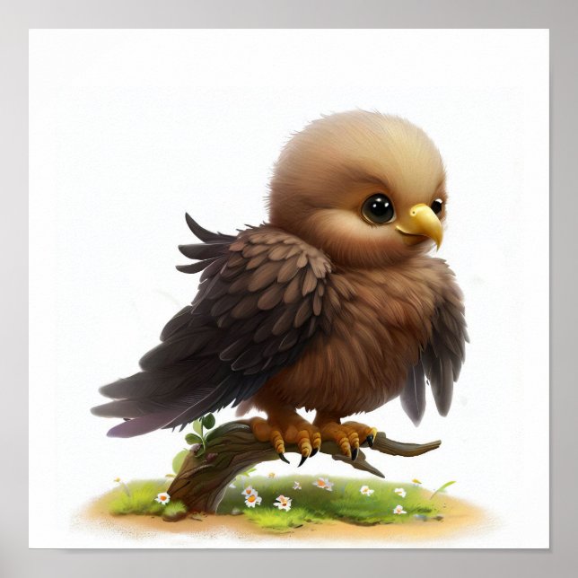 En digital målning av en Cute Young Imperial Eagle Poster (Framsidan)