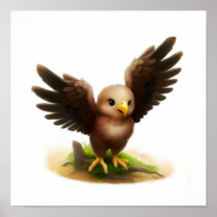 En digital målning av en Cute Young Imperial Eagle Poster