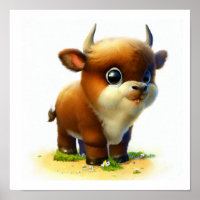 En digital målning av en Cute Young Ox