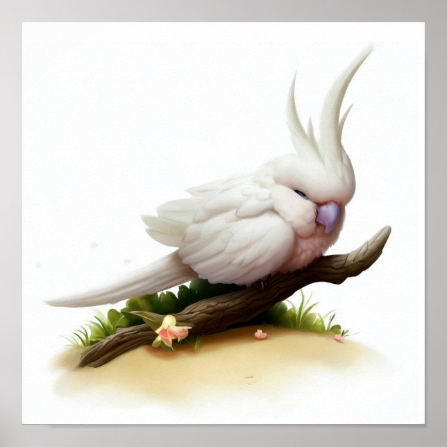 En digital målning av en Major Mitchells Cockatoo Poster (Framsidan)