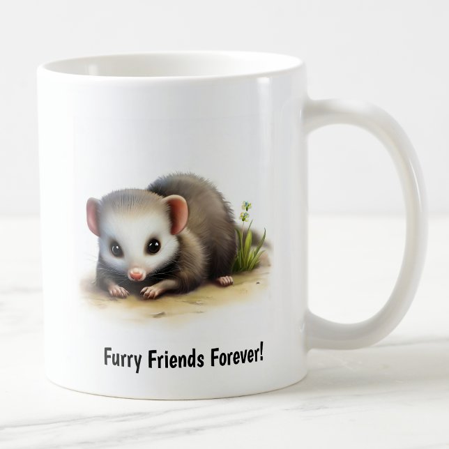 En digital målning av en nordamerikansk Opossum Kaffemugg (Skapare uppladdad)