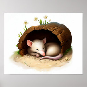 En digital målning av en nordamerikansk Opossum Poster