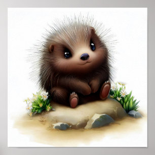 En digital målning av en nordamerikansk porcupin poster