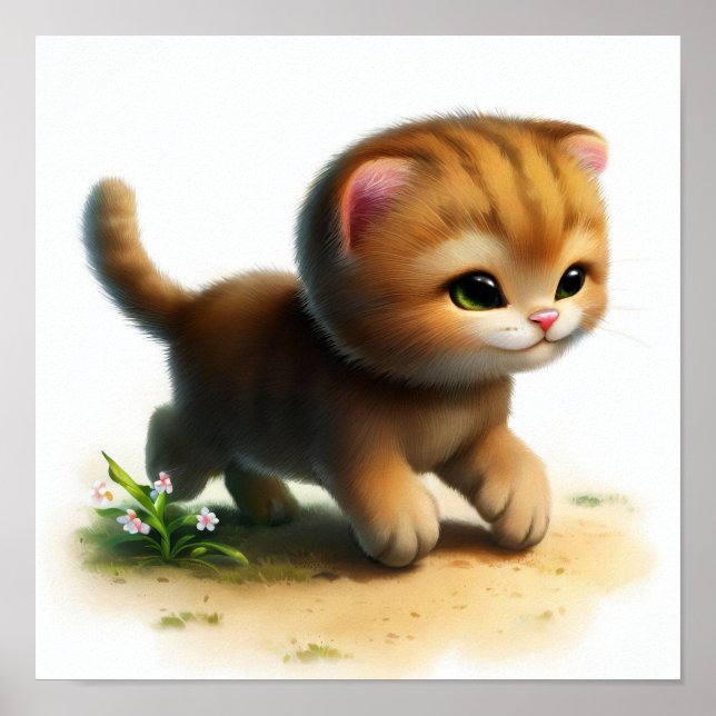 En digital målning av en söt djungelkatt poster (Framsidan)