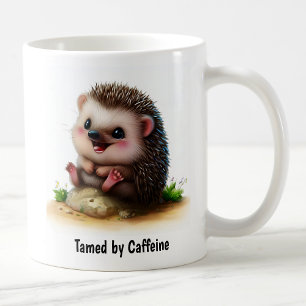 En digital målning av en söt igelkott kaffemugg