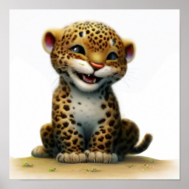 En digital målning av en söt leopardunge poster (Framsidan)