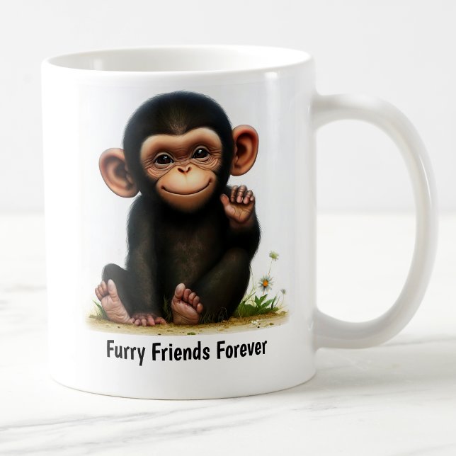 En digital målning av en söt schimpans kaffemugg (Skapare uppladdad)