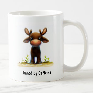 En digital målning av en söt ung älg kaffemugg