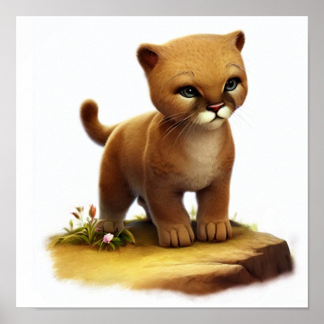 En digital målning av en unge Cute Puma Poster (Framsidan)